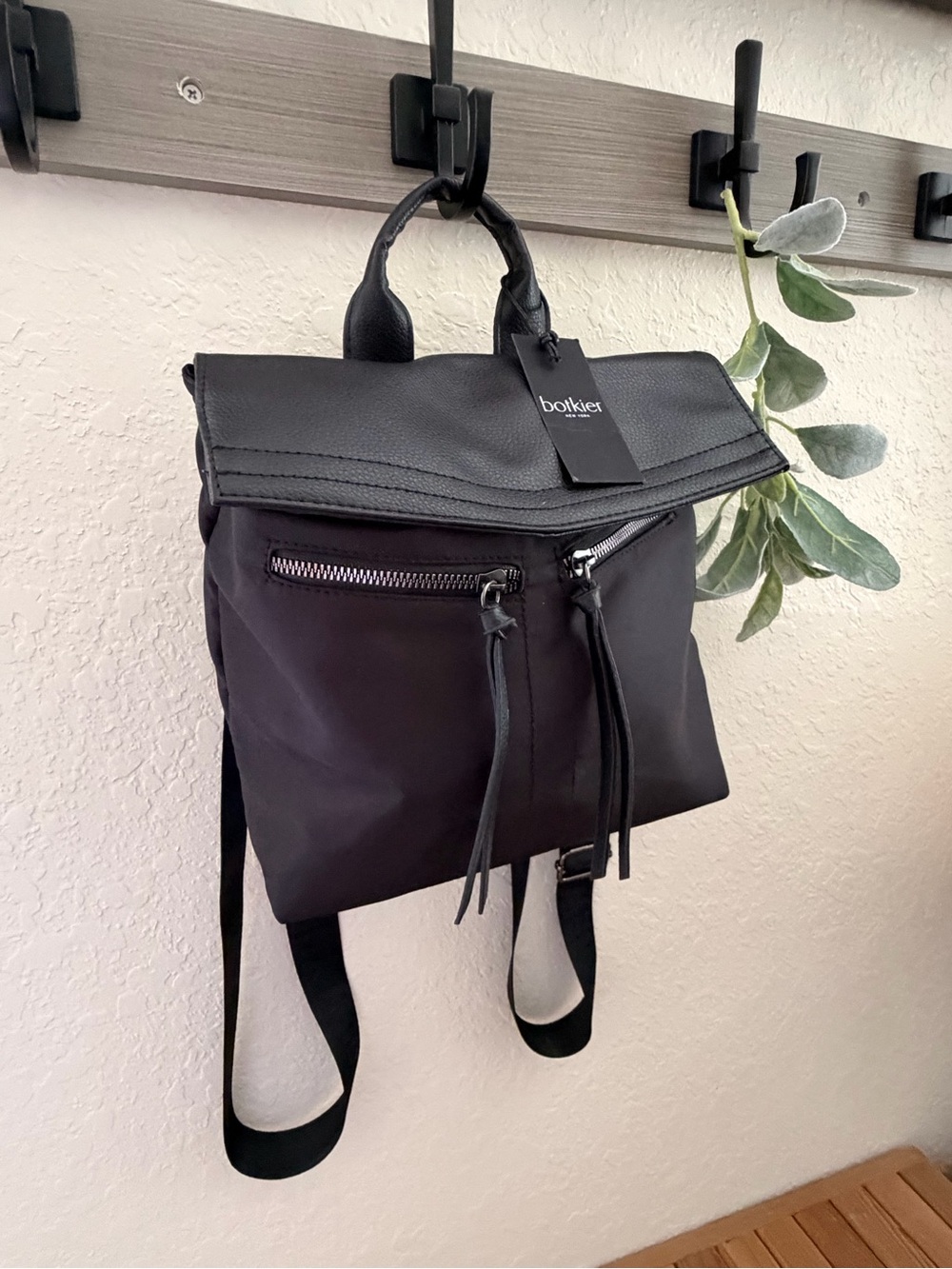 Botkier New York Black Nylon Convertible Travel Backpack